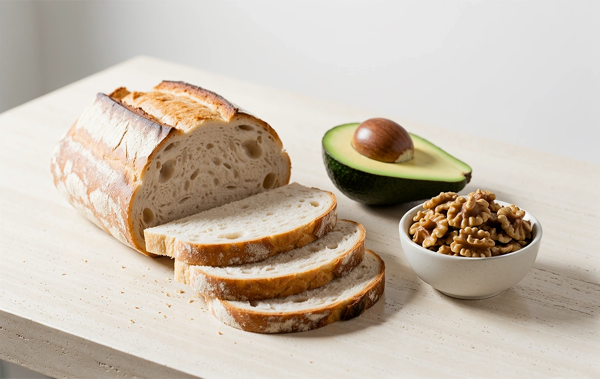 Ingrediente naturale și integrale pe un blat de piatră